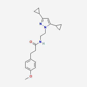 molecular formula C21H27N3O2 B2393038 N-(2-(3,5-dicyclopropyl-1H-pyrazol-1-yl)ethyl)-3-(4-methoxyphenyl)propanamide CAS No. 1797260-41-3