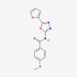 molecular formula C14H11N3O4 B2393047 N-(5-(furan-2-yl)-1,3,4-oxadiazol-2-yl)-4-methoxybenzamide CAS No. 851095-19-7