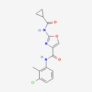 molecular formula C15H14ClN3O3 B2393050 N-(3-chloro-2-methylphenyl)-2-(cyclopropanecarboxamido)oxazole-4-carboxamide CAS No. 1396678-73-1