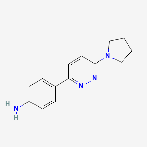 molecular formula C14H16N4 B2393078 4-(6-(Pyrrolidin-1-yl)pyridazin-3-yl)aniline CAS No. 1216272-27-3