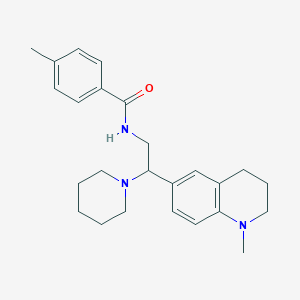 molecular formula C25H33N3O B2393084 4-methyl-N-(2-(1-methyl-1,2,3,4-tetrahydroquinolin-6-yl)-2-(piperidin-1-yl)ethyl)benzamide CAS No. 922040-07-1