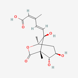molecular formula C15H20O7 B2393086 (2Z,4E)-5-[(1R,3R,4R,5S,8S)-1,5-Dimethyl-3,4,8-trihydroxy-6-oxo-7-oxabicyclo[3.2.1]octane-8-yl]-3-methyl-2,4-pentadienoic acid CAS No. 657412-52-7