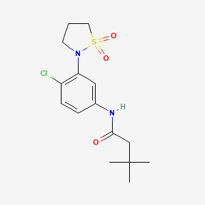 molecular formula C15H21ClN2O3S B2393100 N-(4-chloro-3-(1,1-dioxidoisothiazolidin-2-yl)phenyl)-3,3-dimethylbutanamide CAS No. 941975-44-6