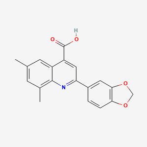 molecular formula C19H15NO4 B2393107 2-(1,3-Benzodioxol-5-yl)-6,8-dimethylquinoline-4-carboxylic acid CAS No. 588674-04-8