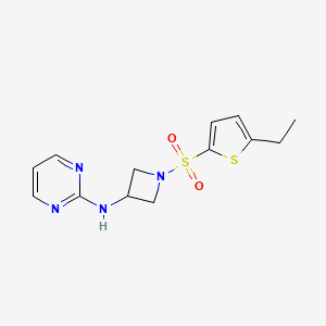 molecular formula C13H16N4O2S2 B2393112 N-(1-((5-ethylthiophen-2-yl)sulfonyl)azetidin-3-yl)pyrimidin-2-amine CAS No. 2034287-00-6