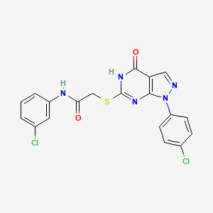 molecular formula C19H13Cl2N5O2S B2393118 N-(3-chlorophenyl)-2-((1-(4-chlorophenyl)-4-oxo-4,5-dihydro-1H-pyrazolo[3,4-d]pyrimidin-6-yl)thio)acetamide CAS No. 921501-72-6