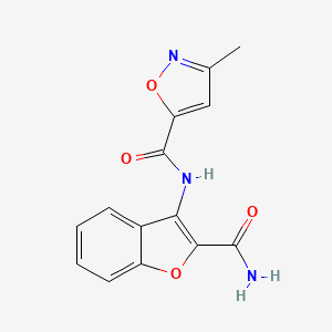 molecular formula C14H11N3O4 B2393130 N-(2-氨基甲酰基苯并呋喃-3-基)-3-甲基异恶唑-5-甲酰胺 CAS No. 946318-89-4