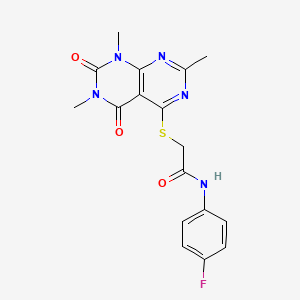 N-(4-fluorophenyl)-2-(1,3,7-trimethyl-2,4-dioxopyrimido[4,5-d]pyrimidin-5-yl)sulfanylacetamide