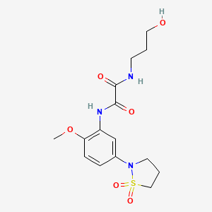 molecular formula C15H21N3O6S B2393154 N1-(5-(1,1-dioxidoisothiazolidin-2-yl)-2-methoxyphenyl)-N2-(3-hydroxypropyl)oxalamide CAS No. 1105229-17-1