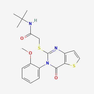 molecular formula C19H21N3O3S2 B2393163 N-tert-butyl-2-{[3-(2-methoxyphenyl)-4-oxo-3,4-dihydrothieno[3,2-d]pyrimidin-2-yl]sulfanyl}acetamide CAS No. 1291867-95-2