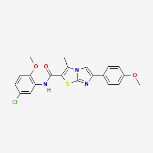 molecular formula C21H18ClN3O3S B2393166 N-(5-氯-2-甲氧基苯基)-6-(4-甲氧基苯基)-3-甲基咪唑并[2,1-b][1,3]噻唑-2-甲酰胺 CAS No. 1005302-70-4