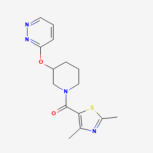 molecular formula C15H18N4O2S B2393171 (2,4-Dimethylthiazol-5-yl)(3-(pyridazin-3-yloxy)piperidin-1-yl)methanone CAS No. 2034583-30-5