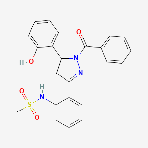 molecular formula C23H21N3O4S B2393179 N-(2-(1-benzoyl-5-(2-hydroxyphenyl)-4,5-dihydro-1H-pyrazol-3-yl)phenyl)methanesulfonamide CAS No. 921082-11-3