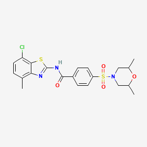 molecular formula C21H22ClN3O4S2 B2393183 N-(7-氯-4-甲基苯并[d]噻唑-2-基)-4-((2,6-二甲基吗啉)磺酰基)苯甲酰胺 CAS No. 905685-61-2
