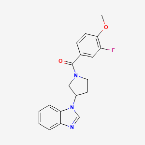 molecular formula C19H18FN3O2 B2393190 (3-(1H-benzo[d]imidazol-1-yl)pyrrolidin-1-yl)(3-fluoro-4-methoxyphenyl)methanone CAS No. 2034421-28-6