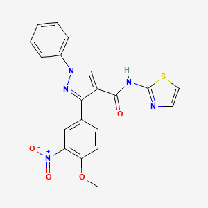 molecular formula C20H15N5O4S B2393205 3-(4-methoxy-3-nitrophenyl)-1-phenyl-N-(thiazol-2-yl)-1H-pyrazole-4-carboxamide CAS No. 882226-05-3
