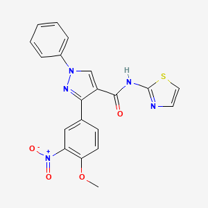 molecular formula C20H15N5O4S B2393205 3-(4-甲氧基-3-硝基苯基)-1-苯基-N-(噻唑-2-基)-1H-吡唑-4-甲酰胺 CAS No. 882226-05-3