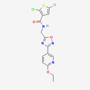 molecular formula C15H12Cl2N4O3S B2393213 2,5-dichloro-N-((3-(6-ethoxypyridin-3-yl)-1,2,4-oxadiazol-5-yl)methyl)thiophene-3-carboxamide CAS No. 1904367-80-1