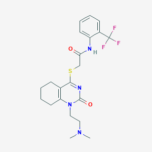 molecular formula C21H25F3N4O2S B2393218 2-((1-(2-(二甲氨基)乙基)-2-氧代-1,2,5,6,7,8-六氢喹唑啉-4-基)硫代)-N-(2-(三氟甲基)苯基)乙酰胺 CAS No. 899950-05-1