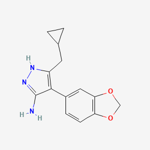 molecular formula C14H15N3O2 B2393231 4-(2H-1,3-benzodioxol-5-yl)-3-(cyclopropylmethyl)-1H-pyrazol-5-amine CAS No. 1334340-22-5