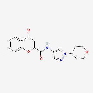 molecular formula C18H17N3O4 B2393235 4-oxo-N-(1-(tetrahydro-2H-pyran-4-yl)-1H-pyrazol-4-yl)-4H-chromene-2-carboxamide CAS No. 1797866-31-9