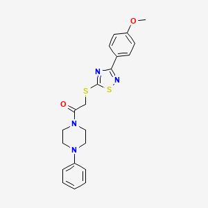 molecular formula C21H22N4O2S2 B2393240 2-[[3-(4-甲氧基苯基)-1,2,4-噻二唑-5-基]硫代]-1-(4-苯基哌嗪-1-基)乙酮 CAS No. 864919-67-5