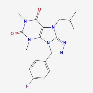 molecular formula C18H19FN6O2 B2393241 8-(4-氟苯基)-1,3-二甲基-5-(2-甲基丙基)嘌呤[8,9-c][1,2,4]三氮唑-2,4-二酮 CAS No. 921555-78-4