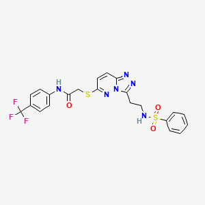 molecular formula C22H19F3N6O3S2 B2393245 2-((3-(2-(phenylsulfonamido)ethyl)-[1,2,4]triazolo[4,3-b]pyridazin-6-yl)thio)-N-(4-(trifluoromethyl)phenyl)acetamide CAS No. 872996-77-5