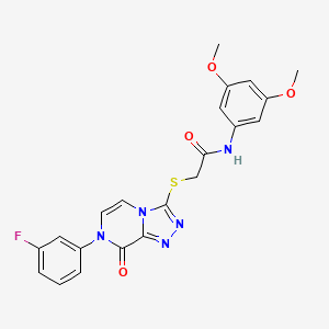 molecular formula C21H18FN5O4S B2393249 N-(3,5-dimethoxyphenyl)-2-[[7-(3-fluorophenyl)-8-oxo-[1,2,4]triazolo[4,3-a]pyrazin-3-yl]sulfanyl]acetamide CAS No. 1224015-91-1