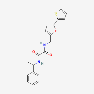 molecular formula C19H18N2O3S B2393257 N1-(1-phenylethyl)-N2-((5-(thiophen-2-yl)furan-2-yl)methyl)oxalamide CAS No. 2034593-53-6