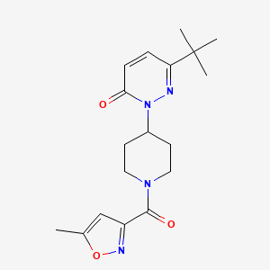 molecular formula C18H24N4O3 B2393258 6-Tert-butyl-2-[1-(5-methyl-1,2-oxazole-3-carbonyl)piperidin-4-yl]pyridazin-3-one CAS No. 2380034-11-5