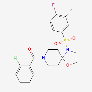 molecular formula C21H22ClFN2O4S B2393280 8-(2-chlorobenzoyl)-4-(4-fluoro-3-methylbenzenesulfonyl)-1-oxa-4,8-diazaspiro[4.5]decane CAS No. 923156-16-5