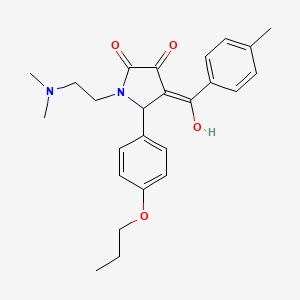 molecular formula C25H30N2O4 B2393295 1-(2-(dimethylamino)ethyl)-3-hydroxy-4-(4-methylbenzoyl)-5-(4-propoxyphenyl)-1H-pyrrol-2(5H)-one CAS No. 615271-04-0