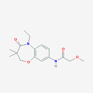 molecular formula C16H22N2O4 B2393297 N-(5-ethyl-3,3-dimethyl-4-oxo-2,3,4,5-tetrahydrobenzo[b][1,4]oxazepin-8-yl)-2-methoxyacetamide CAS No. 921563-01-1
