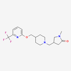 molecular formula C18H24F3N3O2 B2393299 1-Methyl-4-[[4-[[6-(trifluoromethyl)pyridin-2-yl]oxymethyl]piperidin-1-yl]methyl]pyrrolidin-2-one CAS No. 2379971-13-6