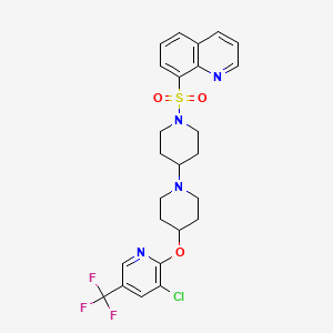 molecular formula C25H26ClF3N4O3S B2393302 4-{[3-氯-5-(三氟甲基)吡啶-2-基]氧基}-1'-(喹啉-8-磺酰基)-1,4'-联哌啶 CAS No. 2097934-52-4
