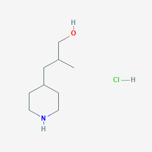 molecular formula C9H20ClNO B2393308 2-Methyl-3-piperidin-4-ylpropan-1-ol;hydrochloride CAS No. 2445792-53-8