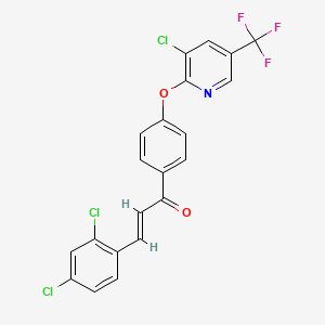 molecular formula C21H11Cl3F3NO2 B2393314 (E)-1-[4-[3-氯-5-(三氟甲基)吡啶-2-基]氧基苯基]-3-(2,4-二氯苯基)丙-2-烯-1-酮 CAS No. 672950-30-0