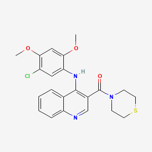 molecular formula C22H22ClN3O3S B2393340 (4-((5-氯-2,4-二甲氧基苯基)氨基)喹啉-3-基)(硫代吗啉)甲酮 CAS No. 1358721-05-7