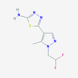 molecular formula C8H9F2N5S B2393346 5-[1-(2,2-Difluoroethyl)-5-methylpyrazol-4-yl]-1,3,4-thiadiazol-2-amine CAS No. 1946818-20-7