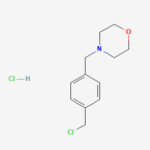 molecular formula C12H17Cl2NO B2393365 4-{[4-(Chloromethyl)phenyl]methyl}morpholine hydrochloride CAS No. 1226917-12-9