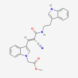molecular formula C25H22N4O3 B2393366 methyl {3-[(1E)-2-cyano-3-{[2-(1H-indol-3-yl)ethyl]amino}-3-oxoprop-1-en-1-yl]-1H-indol-1-yl}acetate CAS No. 638992-77-5