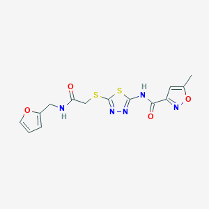 molecular formula C14H13N5O4S2 B2393367 N-(5-((2-((furan-2-ylmethyl)amino)-2-oxoethyl)thio)-1,3,4-thiadiazol-2-yl)-5-methylisoxazole-3-carboxamide CAS No. 1219844-54-8
