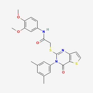 molecular formula C24H23N3O4S2 B2393374 N-(3,4-二甲氧基苯基)-2-{[3-(3,5-二甲基苯基)-4-氧代-3,4-二氢噻吩并[3,2-d]嘧啶-2-基]硫代}乙酰胺 CAS No. 1260913-81-2