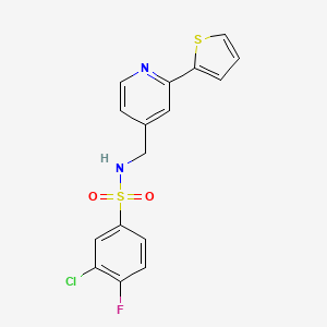 3-chloro-4-fluoro-N-((2-(thiophen-2-yl)pyridin-4-yl)methyl)benzenesulfonamide