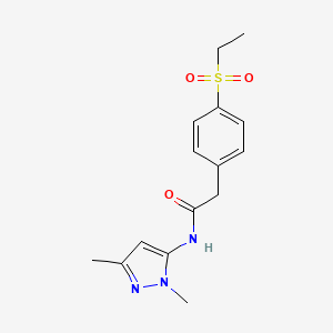 molecular formula C15H19N3O3S B2393405 N-(1,3-dimethyl-1H-pyrazol-5-yl)-2-(4-(ethylsulfonyl)phenyl)acetamide CAS No. 1235158-19-6