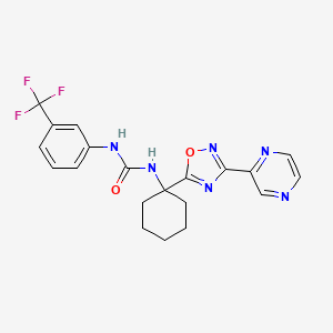 molecular formula C20H19F3N6O2 B2393411 1-(1-(3-(Pyrazin-2-yl)-1,2,4-oxadiazol-5-yl)cyclohexyl)-3-(3-(trifluoromethyl)phenyl)urea CAS No. 1421584-04-4