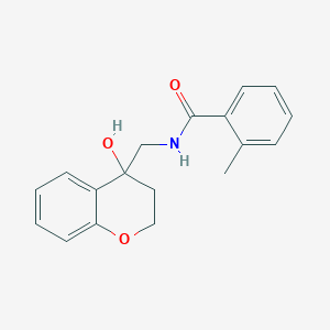 molecular formula C18H19NO3 B2393413 N-((4-羟基色满-4-基)甲基)-2-甲基苯甲酰胺 CAS No. 1396887-47-0