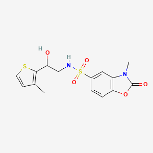 molecular formula C15H16N2O5S2 B2393424 N-(2-hydroxy-2-(3-methylthiophen-2-yl)ethyl)-3-methyl-2-oxo-2,3-dihydrobenzo[d]oxazole-5-sulfonamide CAS No. 1448027-25-5