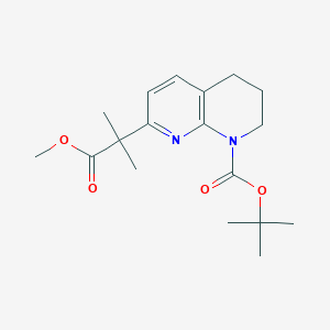 molecular formula C18H26N2O4 B2393432 Tert-butyl 7-(1-methoxy-2-methyl-1-oxopropan-2-YL)-3,4-dihydro-1,8-naphthyridine-1(2H)-carboxylate CAS No. 1416438-93-1